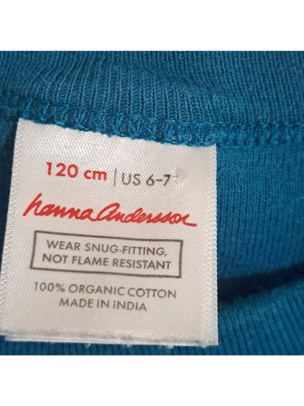 Hanna Andersson Unisex Size 6/7 Teal Long John Organic Cotton Pajama Top